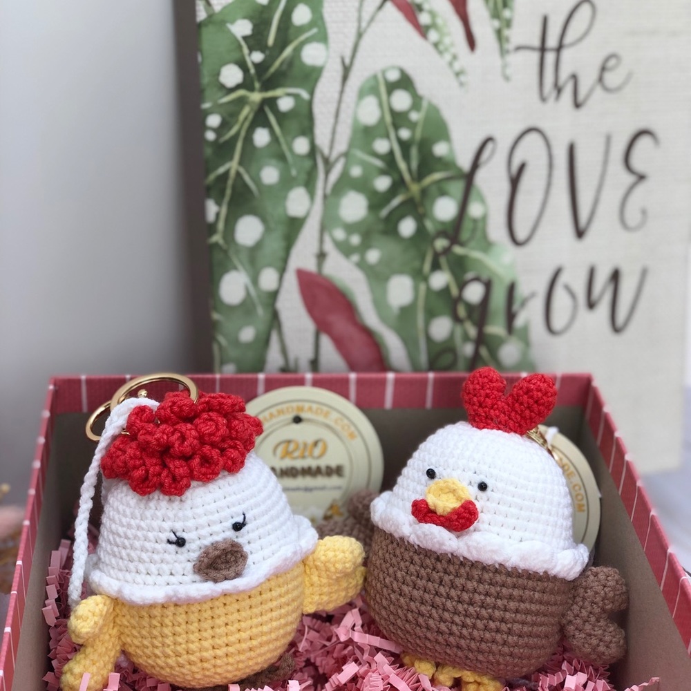 1 Crochet Chick-Car Mirror Hanging-Chick Keychain